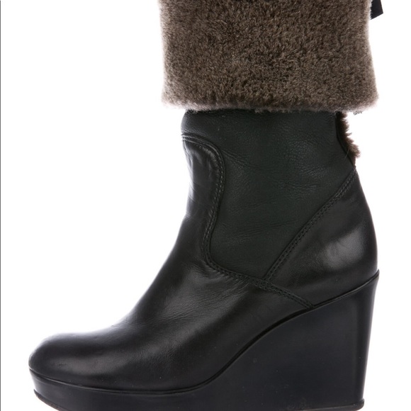Stuart Weitzman Boots Fur Boots Leather Wedge Shearling size 36 - Picture 6 of 11